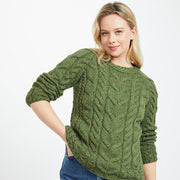 Listowel Ladies Aran Green Cabled Sweater