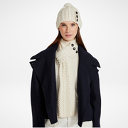 Ballina Aran Buttoned Natural Loop Scarf