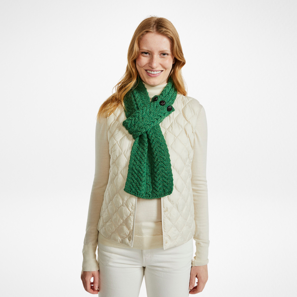 Ballina Aran Buttoned Green Loop Scarf