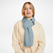 Ballina Aran Buttoned Blue Loop Scarf