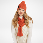 Ballina Aran Buttoned Orange Loop Scarf
