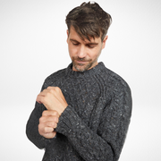 Blanemore Grey Aran Mens Crew