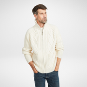 Brannock Men's Natural Aran Zipper Cardigan