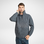 Brannock Men's Charcoal Aran Zipper Cardigan