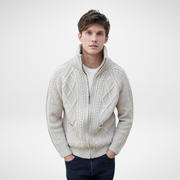 Brannock Men's Oat Aran Zipper Cardigan