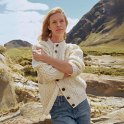 Breaffy Ladies Aran Natural Cardigan