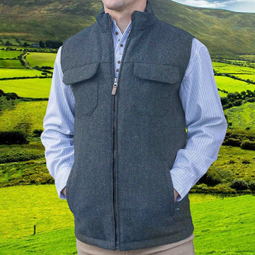 Irish Wool Tweed Bodywarmer - Charcoal