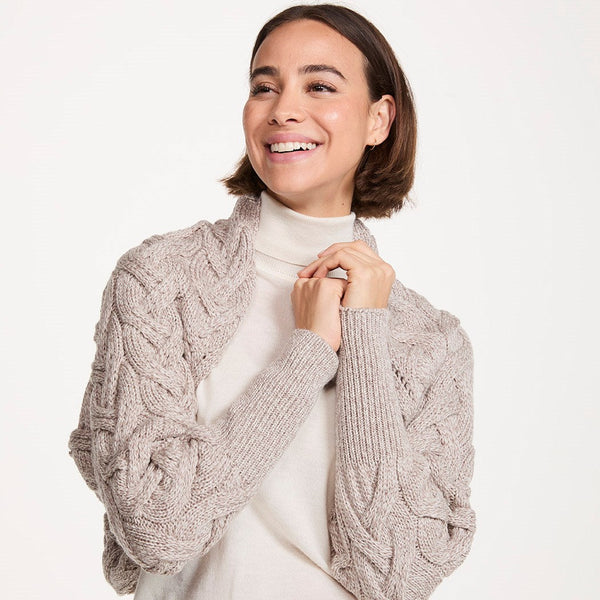 Ladies Supersoft Aran Oat Bolero