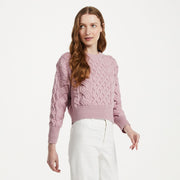 Isla Ladies Crop Cable Pink Sweater