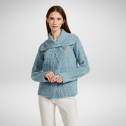 Céide Ladies Blue Aran Cardigan