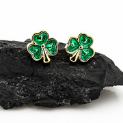 Enamel Shamrock Stud Earrings
