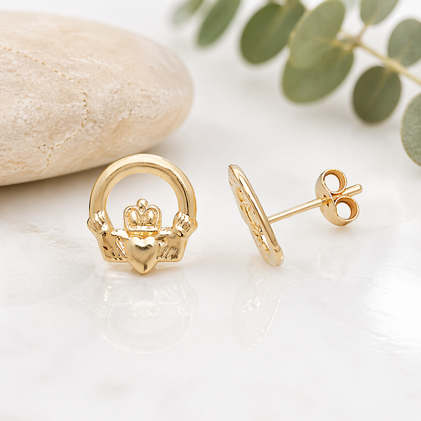 Small 9k Gold Claddagh Earrings