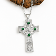 Irish High Cross with Green Cubic Zirconias