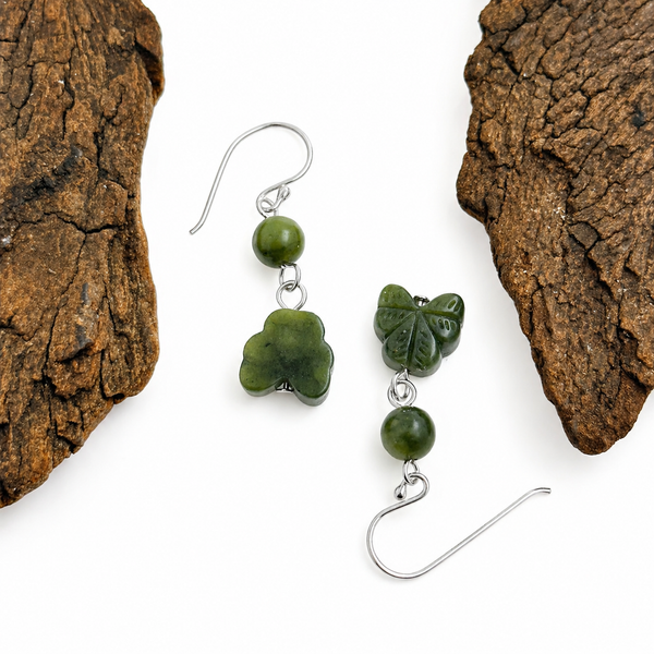 Carved Shamrock With Bead Earrings