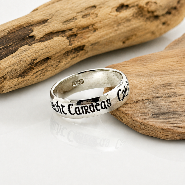 Engraved Sterling Silver Ring With Gaelic Writing