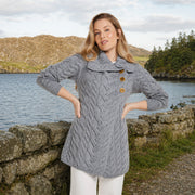 Carraig Ladies Grey Aran Cardigan