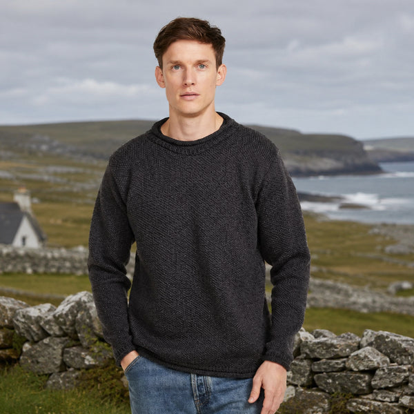 Moycullen Mens Charcoal Roll Neck Sweater