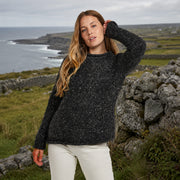 Brackloon Tweed Roll Neck Charcoal Ladies Sweater
