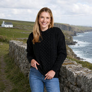 Inisheer Traditional Ladies Aran Black Sweater