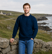 Inisheer Traditional Natural Mens Aran Navy Sweater