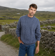 Inisheer Traditional Natural Mens Aran Denim Sweater