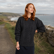 Inisheer Traditional Ladies Aran Charcoal Sweater