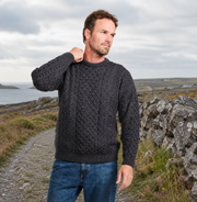 Inisheer Traditional Natural Mens Aran Charcoal Sweater
