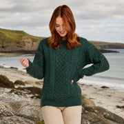 Inisheer Traditional Ladies Aran Green Sweater
