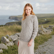 Éireann Ladies Traditional Aran Supersoft Oat Sweater