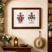Luxury Double Family Crest Framed - ANY NAME - Made to Order