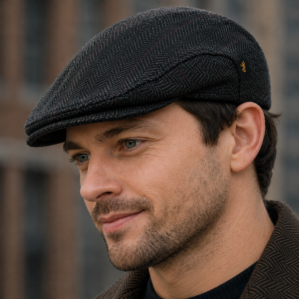 Traditional Flat Cap Charcoal Plaid