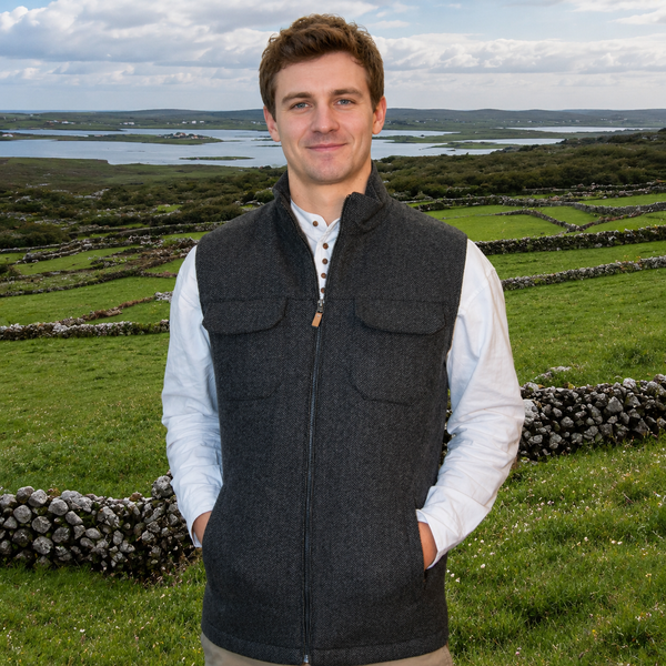 Irish Wool Tweed Bodywarmer - Charcoal
