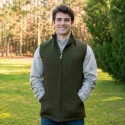 James Herringbone Sleeveless Bodywarmer - Olive Herringbone