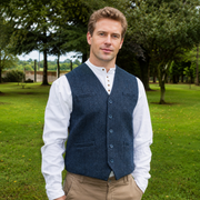 Tweed Herringbone Waistcoat - Navy