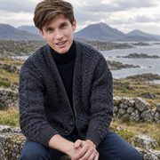 Mens V Neck Charcoal Cardigan
