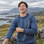 Moycullen Mens Denim Roll Neck Sweater