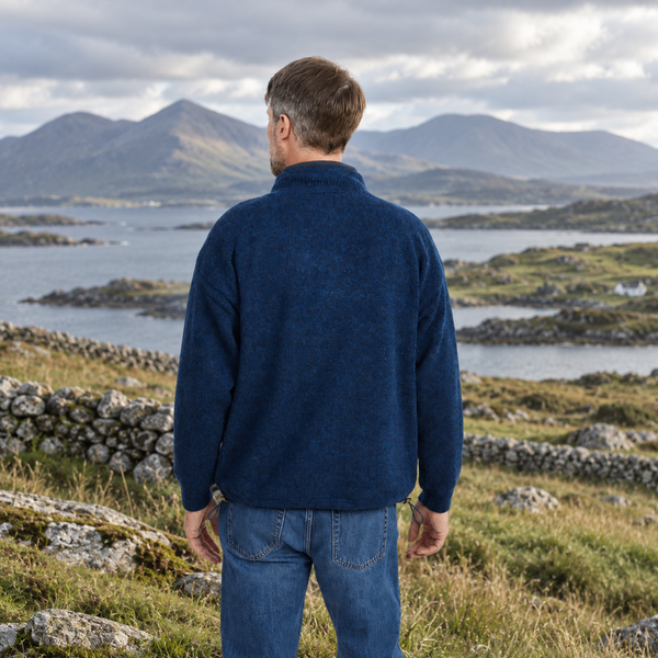 Farmleigh Lined Wool Navy Mens Cardigan