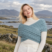 Corrib Crossover Blue Aran Wrap