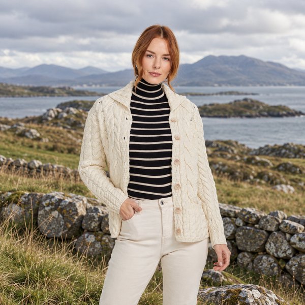 Belcarra Ladies Natural Aran Cardigan