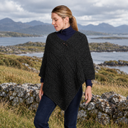 Light Ladies Charcoal Aran Poncho