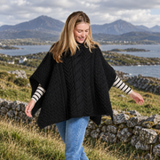 Torc Ladies Black Aran Poncho