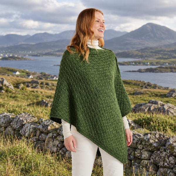 Glenbeigh Green Aran Poncho