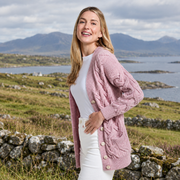 Downpatrick Ladies Pink Aran Cardigan