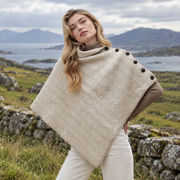 Ladies Natural/Oat Herringbone Poncho