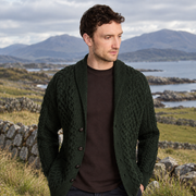 Carlingford Mens Green Shawl Neck Cardigan