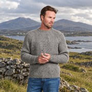 Killykeen Mens Fisherman Ribbed Grey Crew Sweater