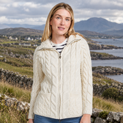 Ladies Natural Aran Cardigan with Full Zip