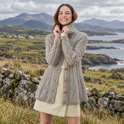 Ladies Grey Cardigan with Diamond Pattern