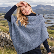Ladies Light/Grey Herringbone Poncho