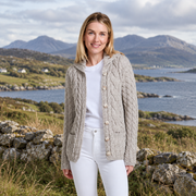 Belcarra Ladies Oat Aran Cardigan